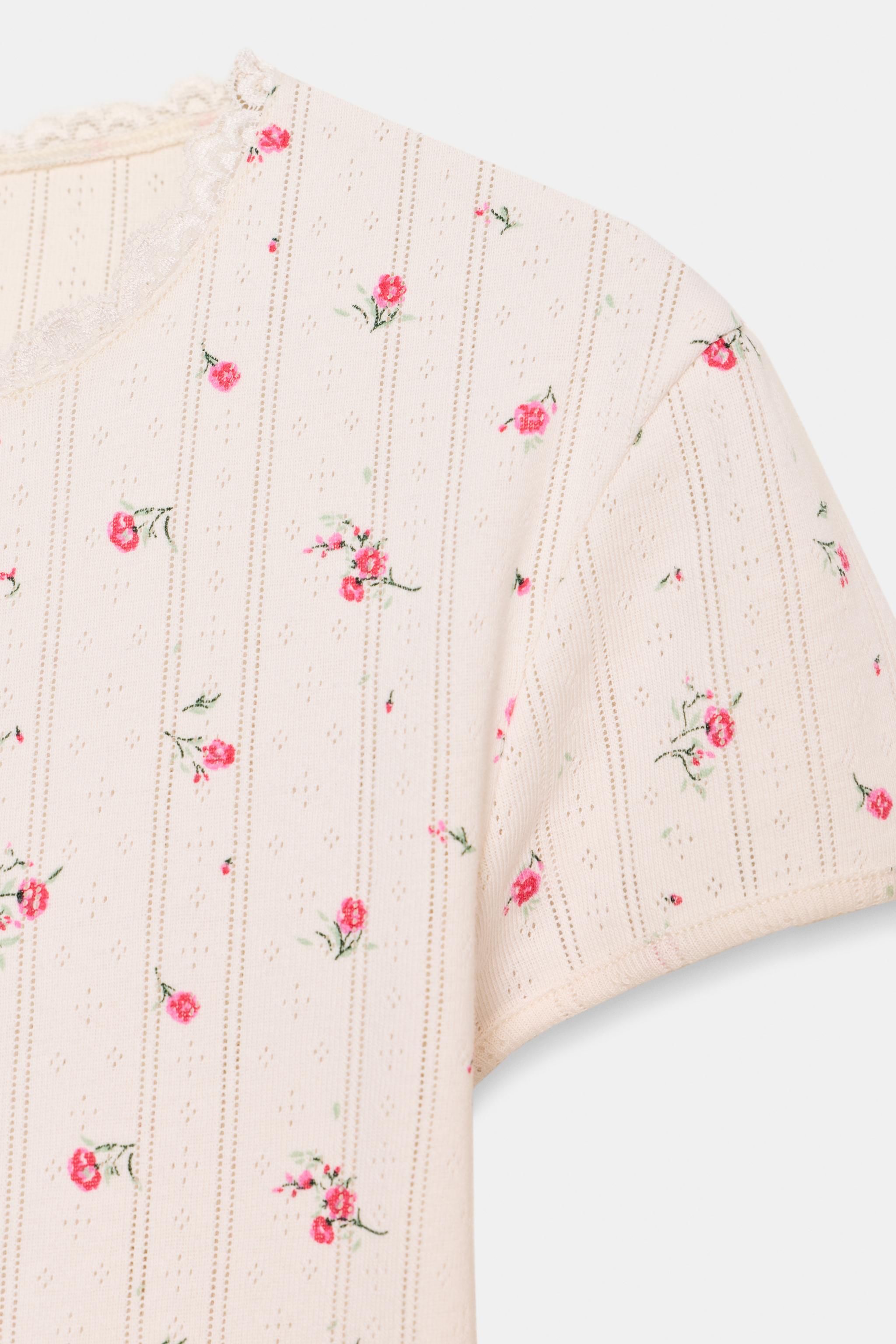 POINTELLE FLORAL T-SHIRT