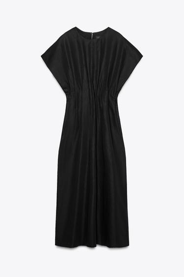 ZW COLLECTION PLEATED MIDI DRESS - Black by Zara - Image 0