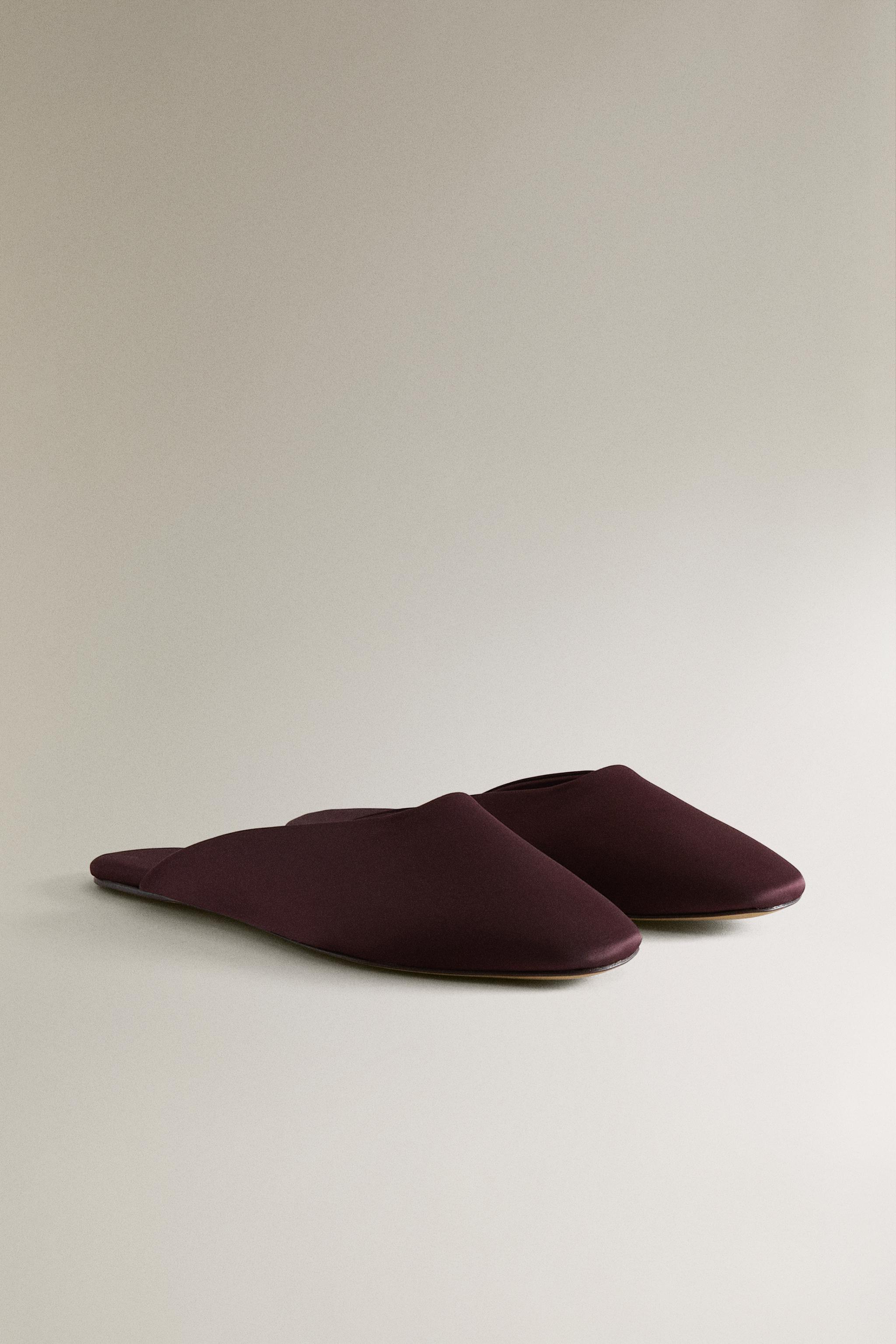 SATEEN MULES — Burgundy Red