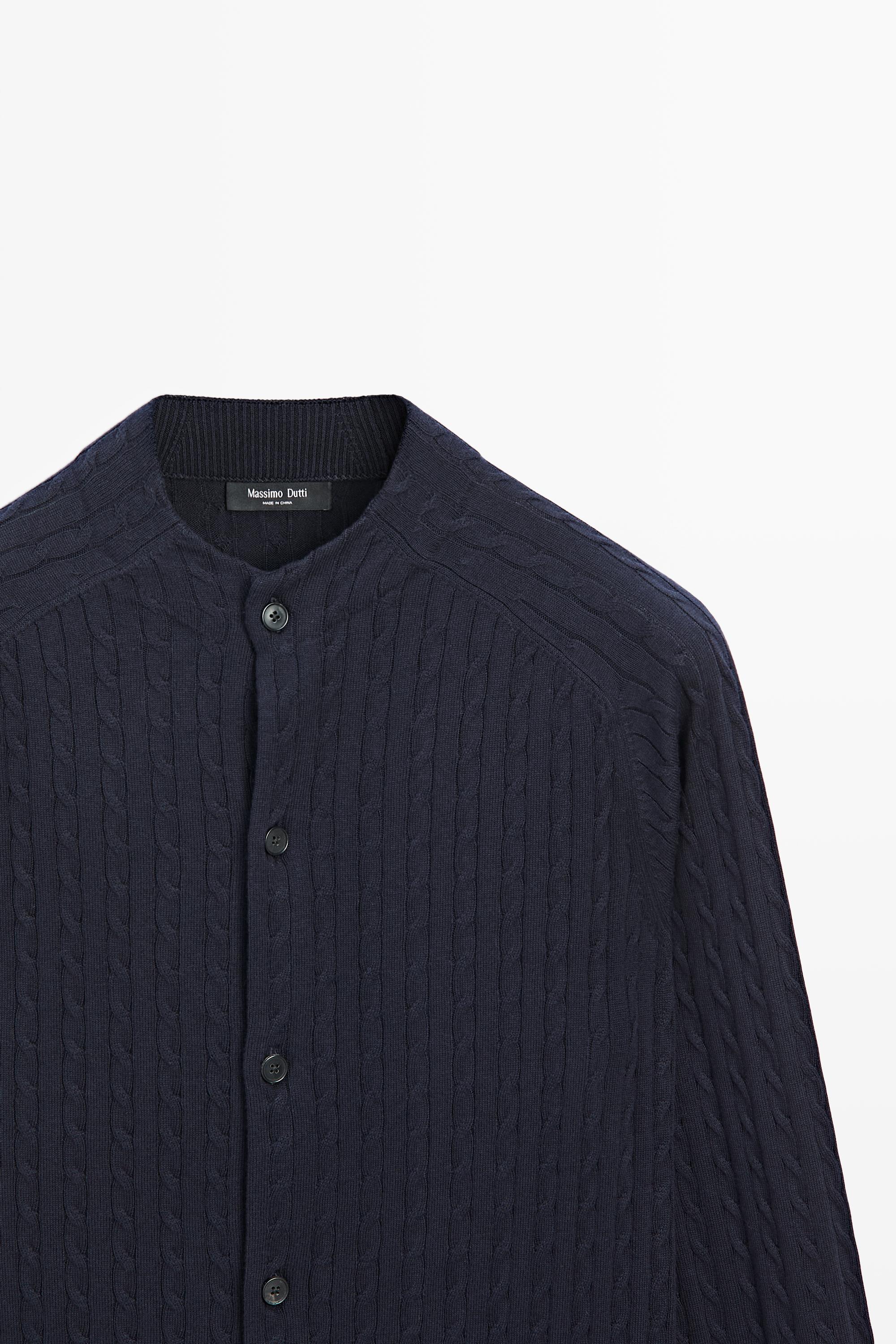 Cardigan en maille tressée coton mélangé