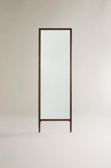 Zara LARGE WOODEN MIRROR - Brown - Image 0
