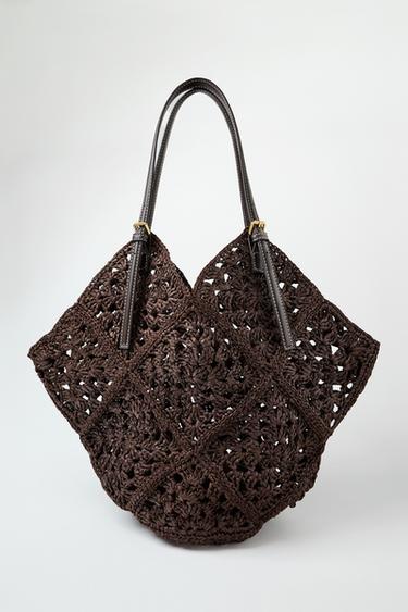 Zara WOVEN BODY SHOPPER BAG - Brown