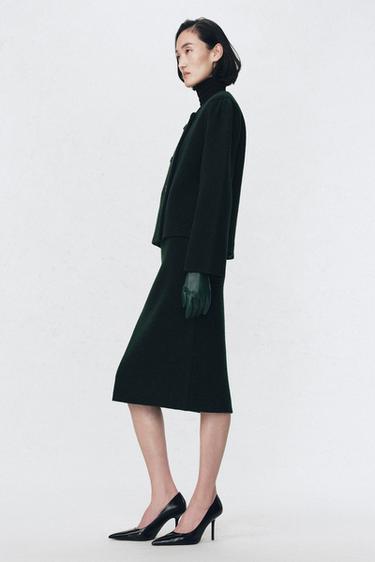 JUPE MIDI 100% LAINE SOSHIOTSUKI X ZARA - Vert bouteille foncé de Zara - Image 1