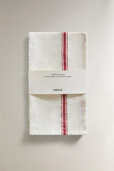 TORCHON LIN RAYURES - Rouge de Zara - Image 3