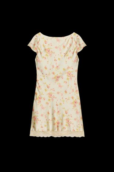 FLORAL SATIN MINI DRESS - Cava by Zara