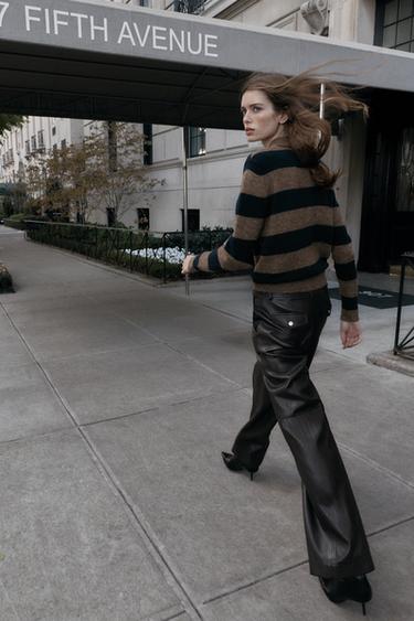 STRIPED CARDIGAN - Brown-Blue by Zara - Image 3