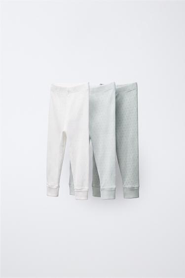 حزمة 3 لجينغ مخرمة - أخضر مموه الخاص بـ Zara