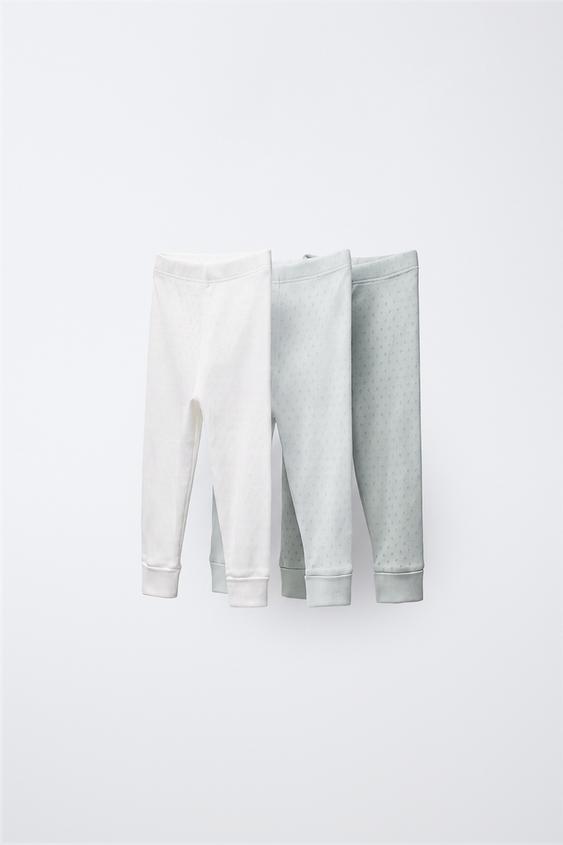 3-PACK OF POINTELLE LEGGINGS - Sea green by Zara - Image 0