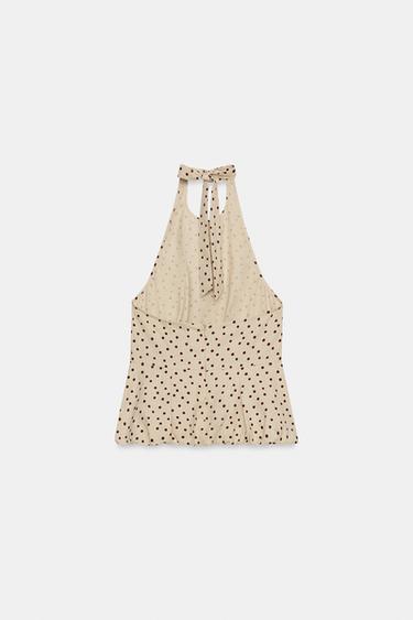 LINEN BLEND POLKA DOT BALLOON TOP - 930 by Zara - Image 8