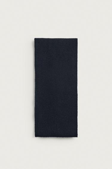 WOOL BLEND KNIT SCARF — Dark navy 2