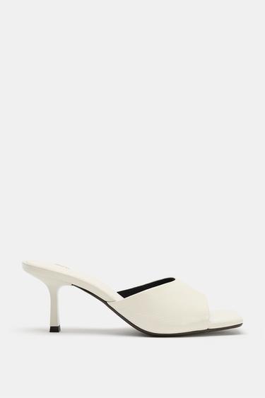 LEATHER HIGH-HEEL SANDALS - Ecru White by Zara - Image 0