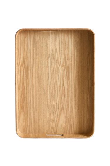 LARGE WOODEN TRAY - Light beige by Zara