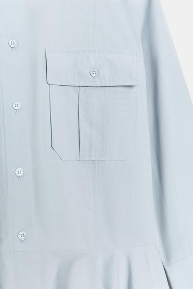 ZW COLLECTION PLEATED SHIRT DRESS - Light blue by Zara - Image 7