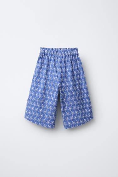 EMBROIDERED FLORAL CULOTTES - Bluish by Zara - Image 1