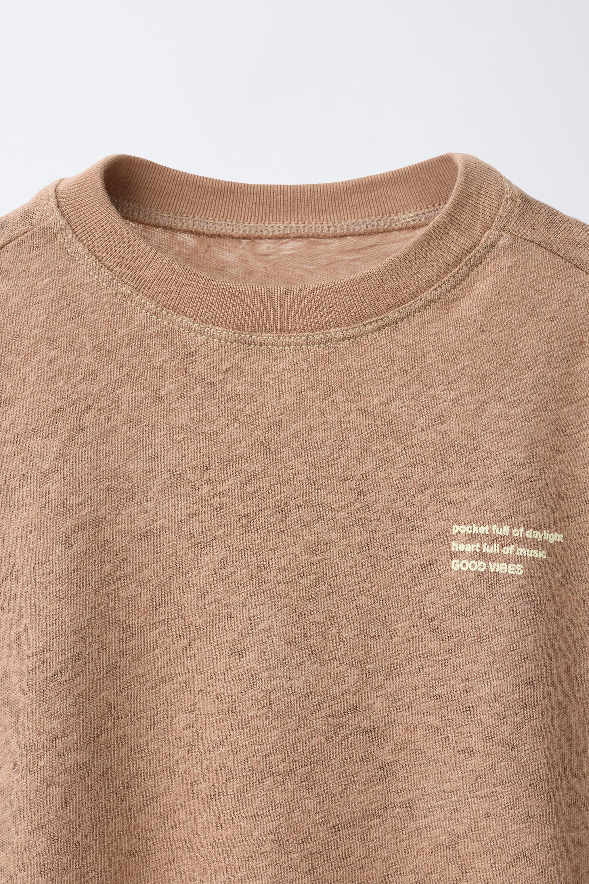 T-SHIRT EN COTON ET LIN AVEC INSCRIPTION