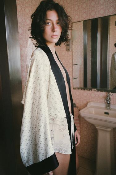 VESTE COURTE IMPRIMÉE - Écru de Zara