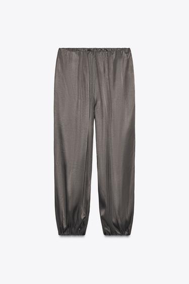 SATIN BALLOON TROUSERS - Light grey by Zara - Image 4