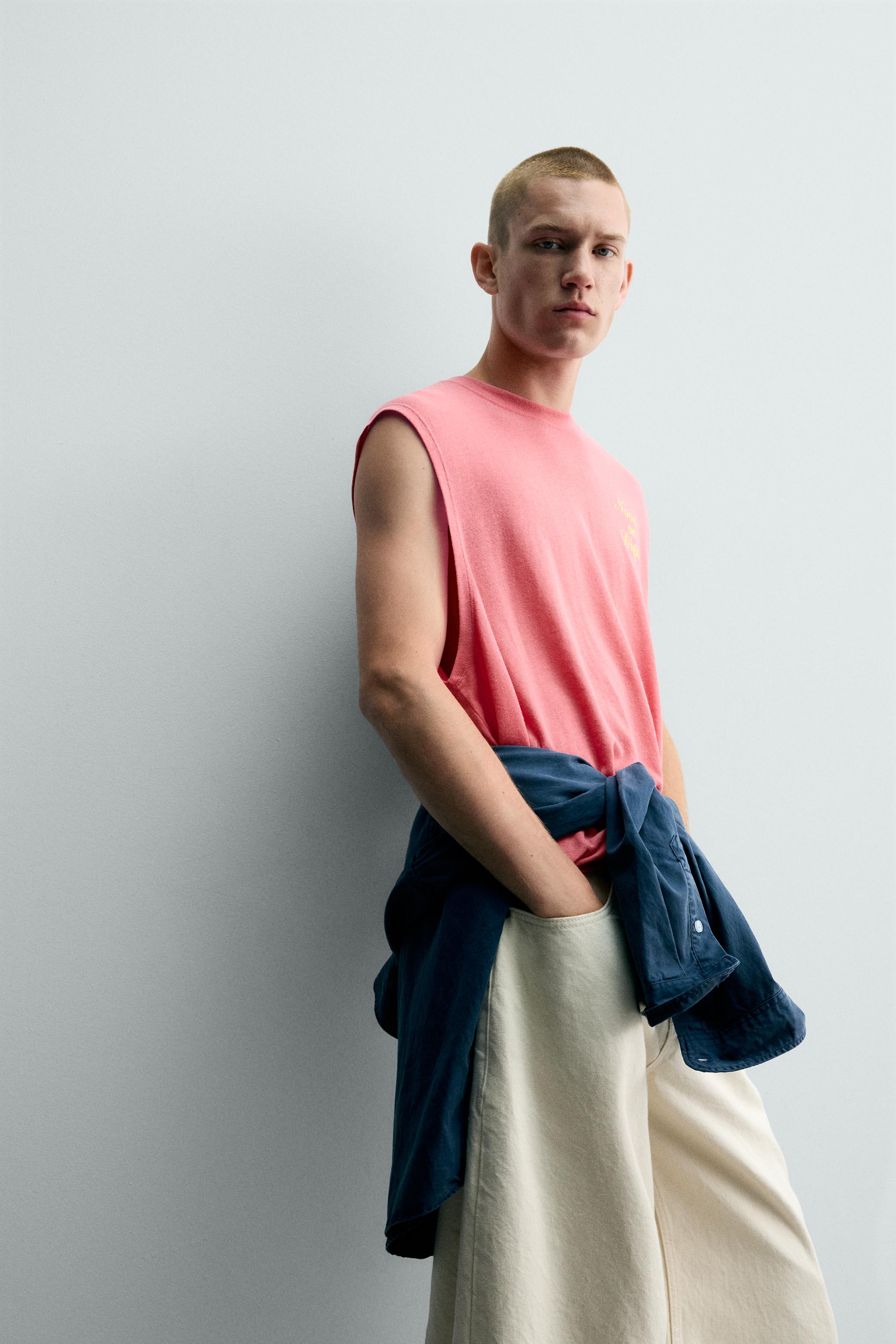 Мужские топы Zara RELAXED FIT GRAPHIC TANK TOP — фото 6