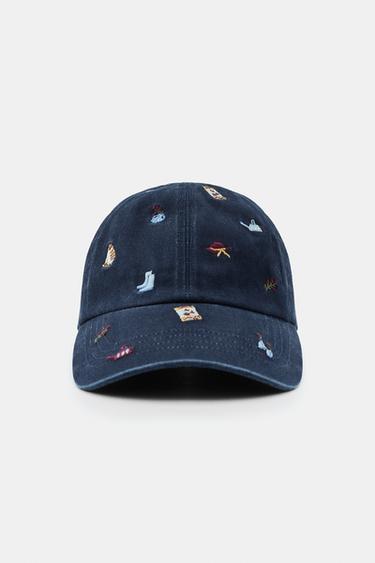 TWILL CAP WITH EMBROIDERY - Navy blue by Zara