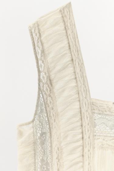 RED PLEATED LACE DRESS - Oyster-white by Zara - Image 6
