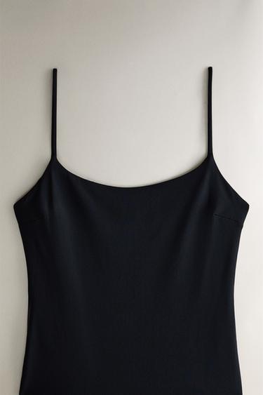 PLAIN BEACH SWIMSUIT WITH THIN STRAPS - Black by Zara - Image 1