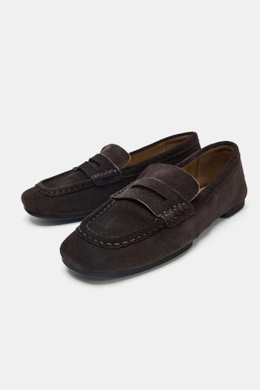 SPLIT SUEDE LOAFERS - Chocolate Brown by Zara - Image 5