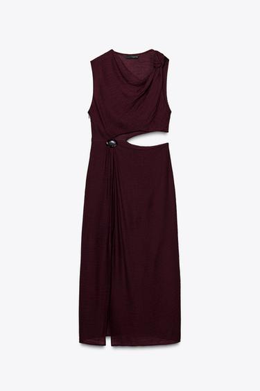 Zara MIDI HALJINA S PROREZOM – Burgundac