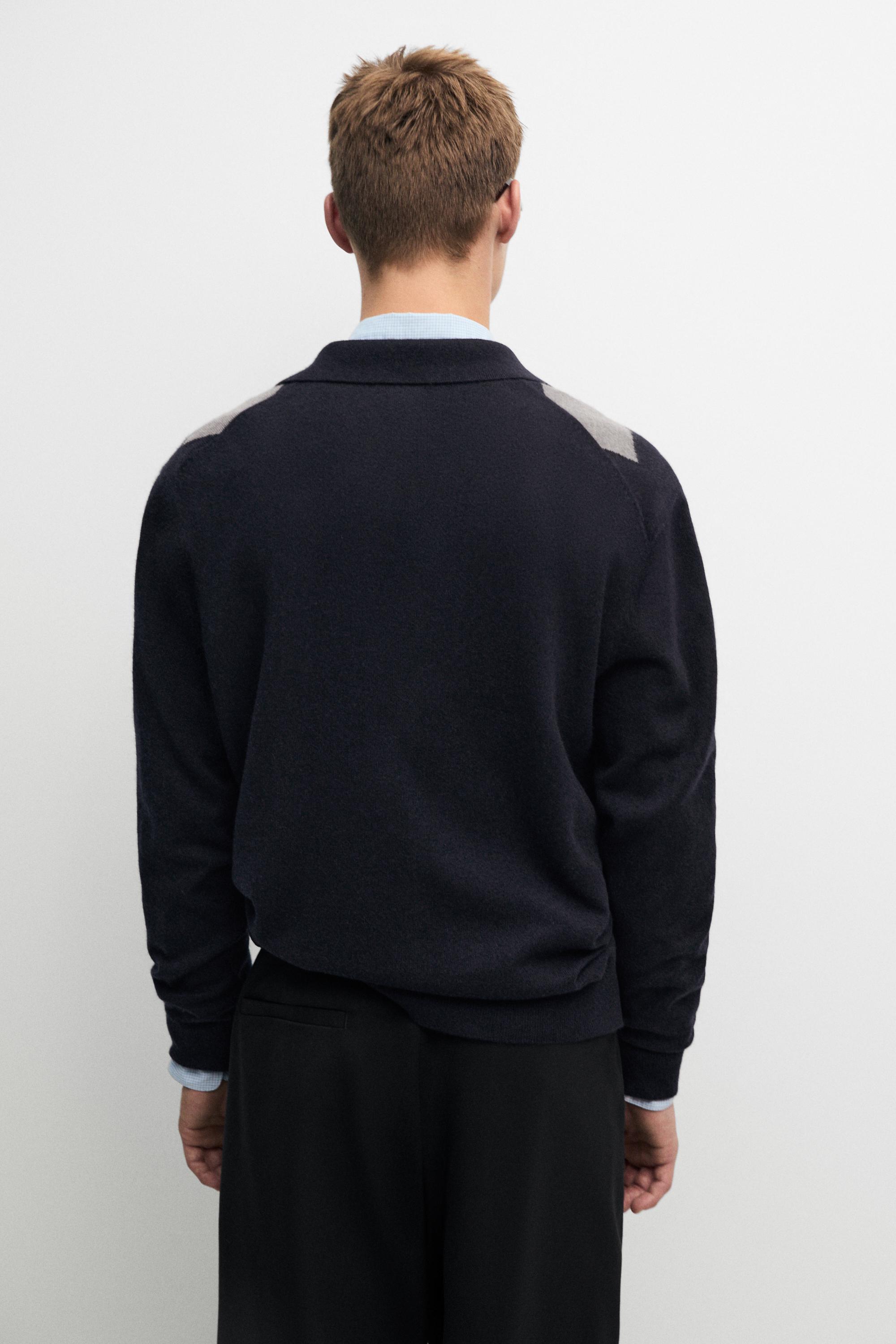 100% cashmere argyle knit cardigan