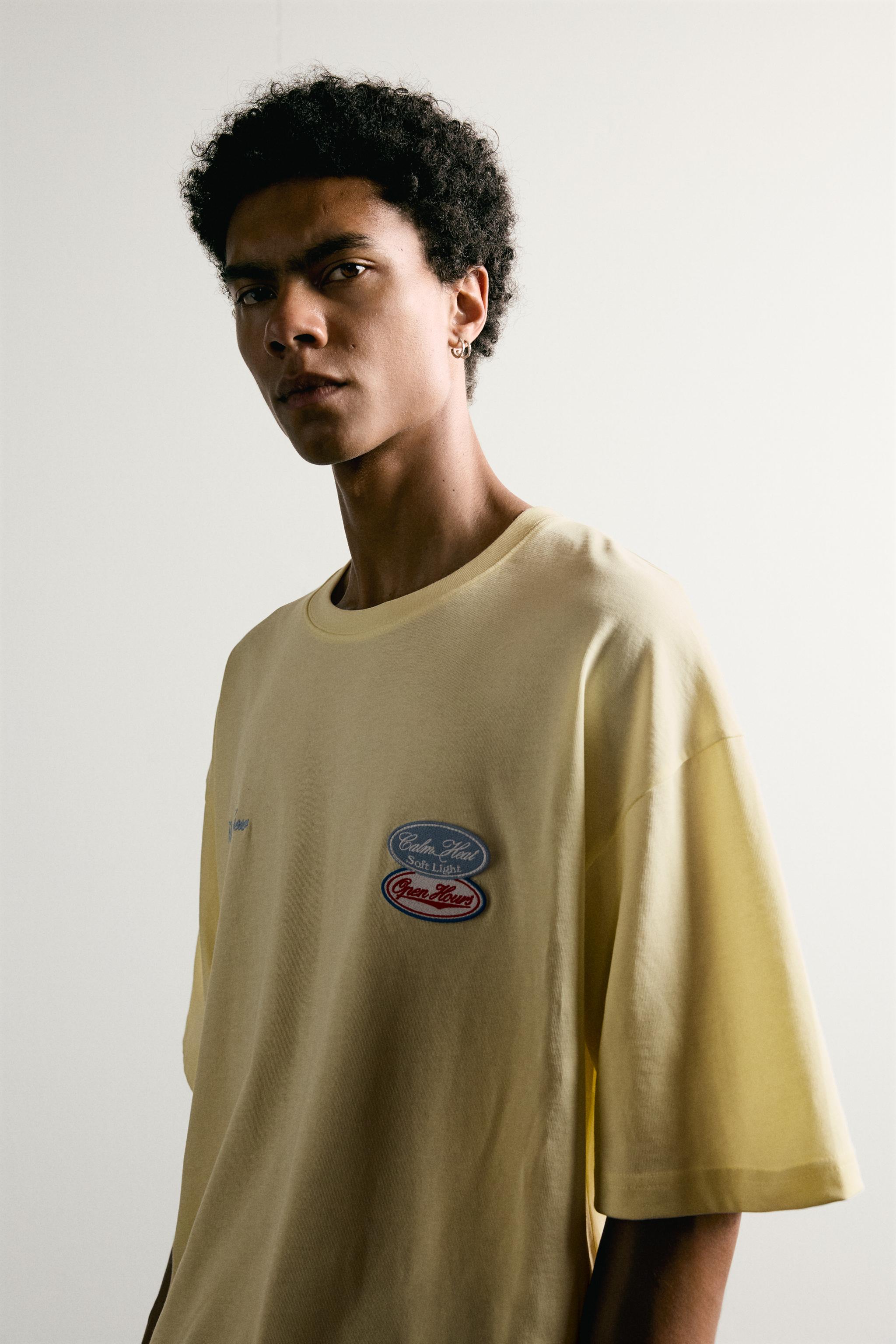 Мужские футболки Zara RELAXED FIT PATCH T-SHIRT — фото 5
