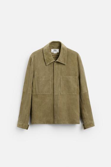 SUEDE LEATHER OVERSHIRT - Beige by Zara - Image 0