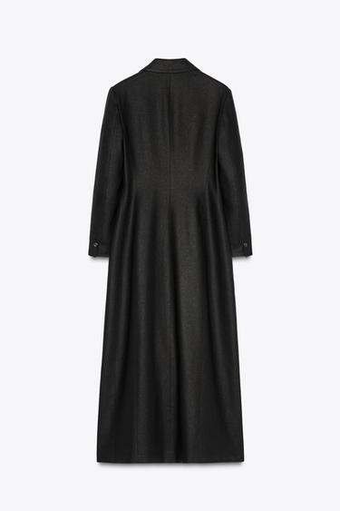 VESTE LONGUE RUSTIQUE AVEC LIN - Noir de Zara - Image 1