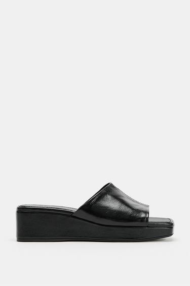 SANDALIA PLATAFORMA PIEL - Negro de Zara