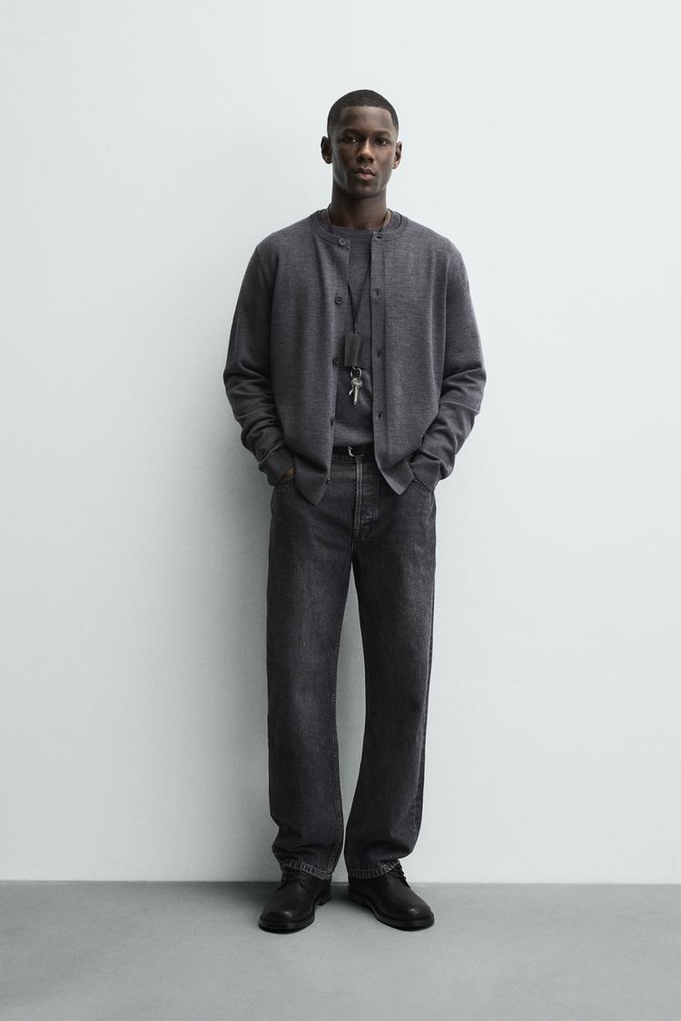 REGULAR FIT CARDIGAN WITH WOOL Anthracite Grey ZARA United Kingdom