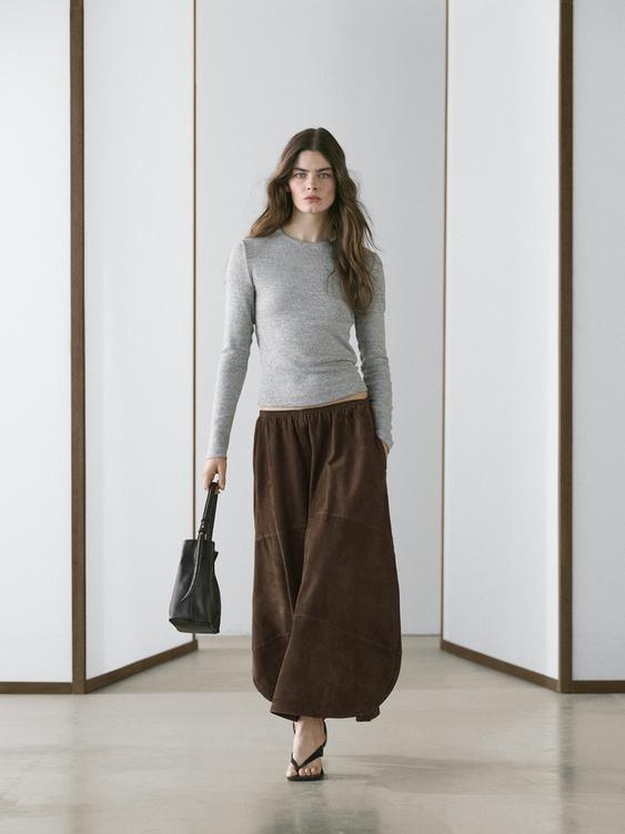 Suede leather midi skirt from Zara - $590