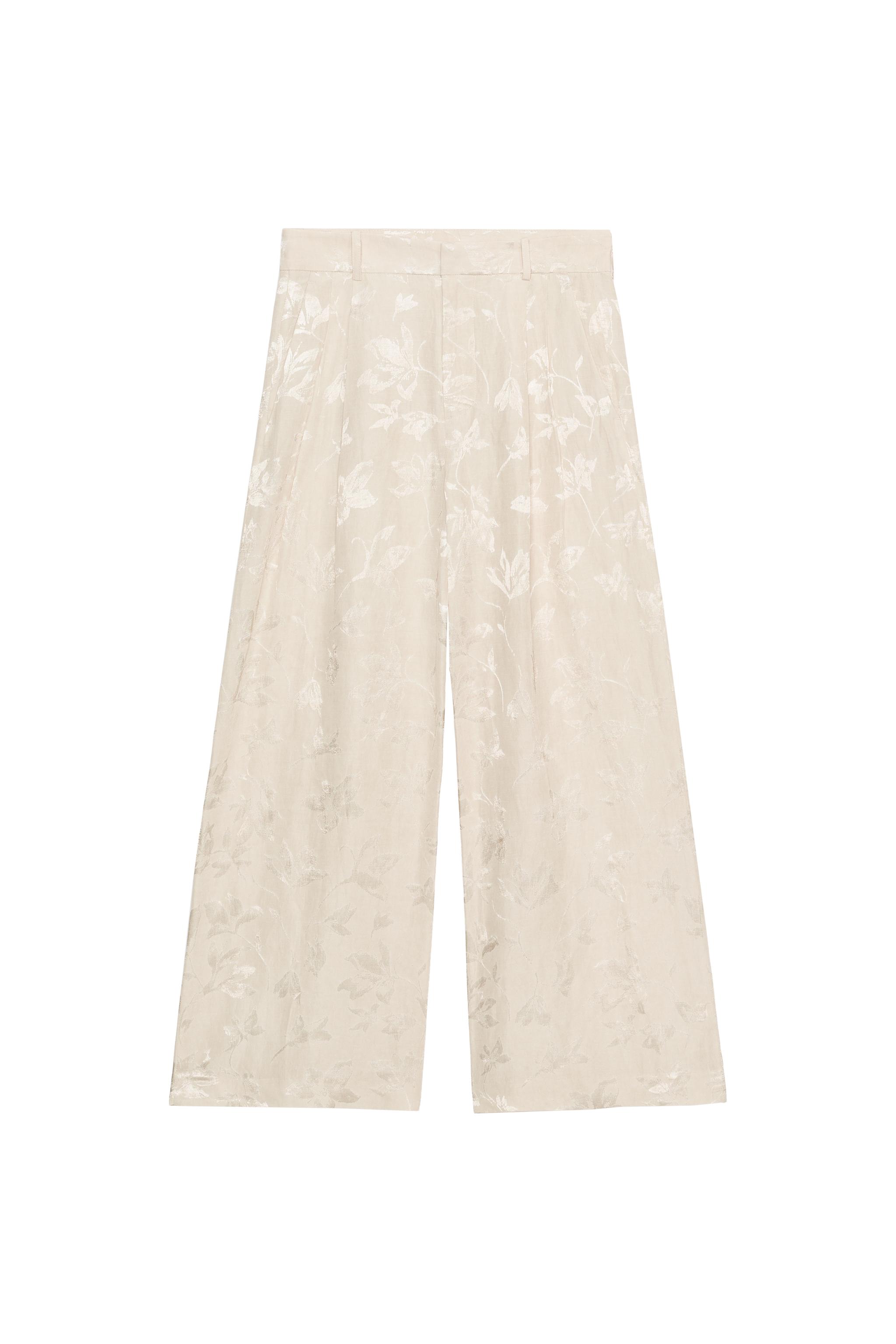 ZW COLLECTION リネン混ジャカードパンツ - エクリュ | ZARA Japan / 日本
