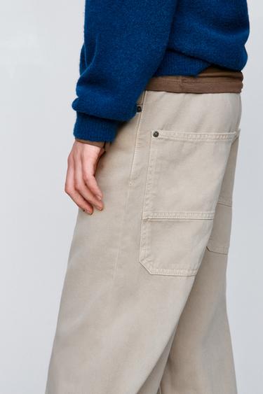 LOOSE FIT TWILL TROUSERS - Beige by Zara