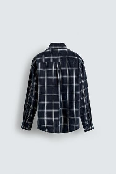 CHEMISE FLUIDE À CARREAUX - Bleu marine de Zara - Image 8