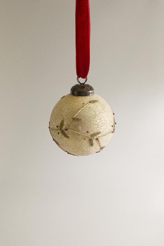 CHRISTMAS TREE BALL FLOWER DECORATION Grey ZARA Ireland