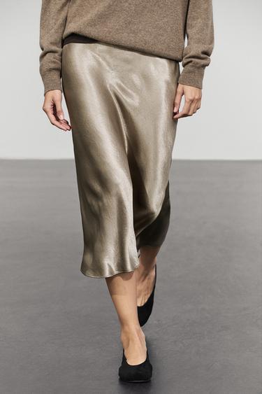 Satin flared midi skirt — 211 2