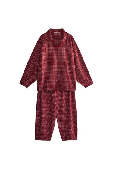 SET PIGIAMA FLANELLA QUADRI DONNA NATALE (SET DI 2) - Rosso di Zara
