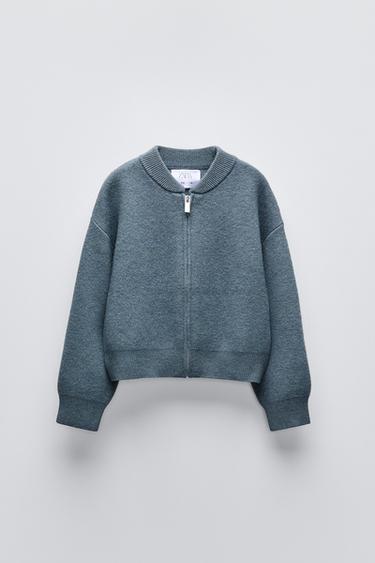 ZIP-UP KNIT JACKET - Blue / Steel by Zara