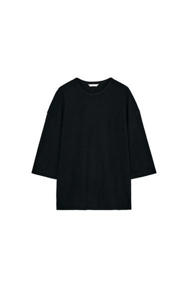 T-SHIRT RUSTIQUE MANCHES 3/4 - Charbon de Zara