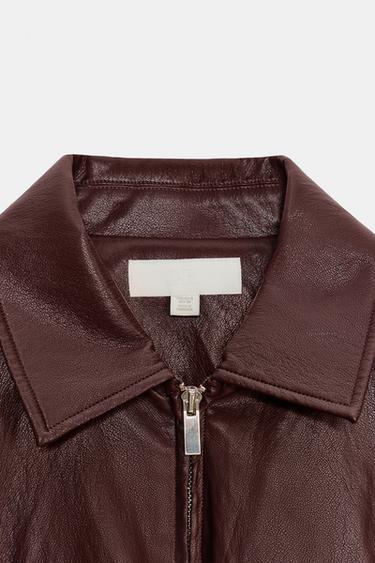 FAUX LEATHER BLAZER - Burgundy by Zara - Image 7