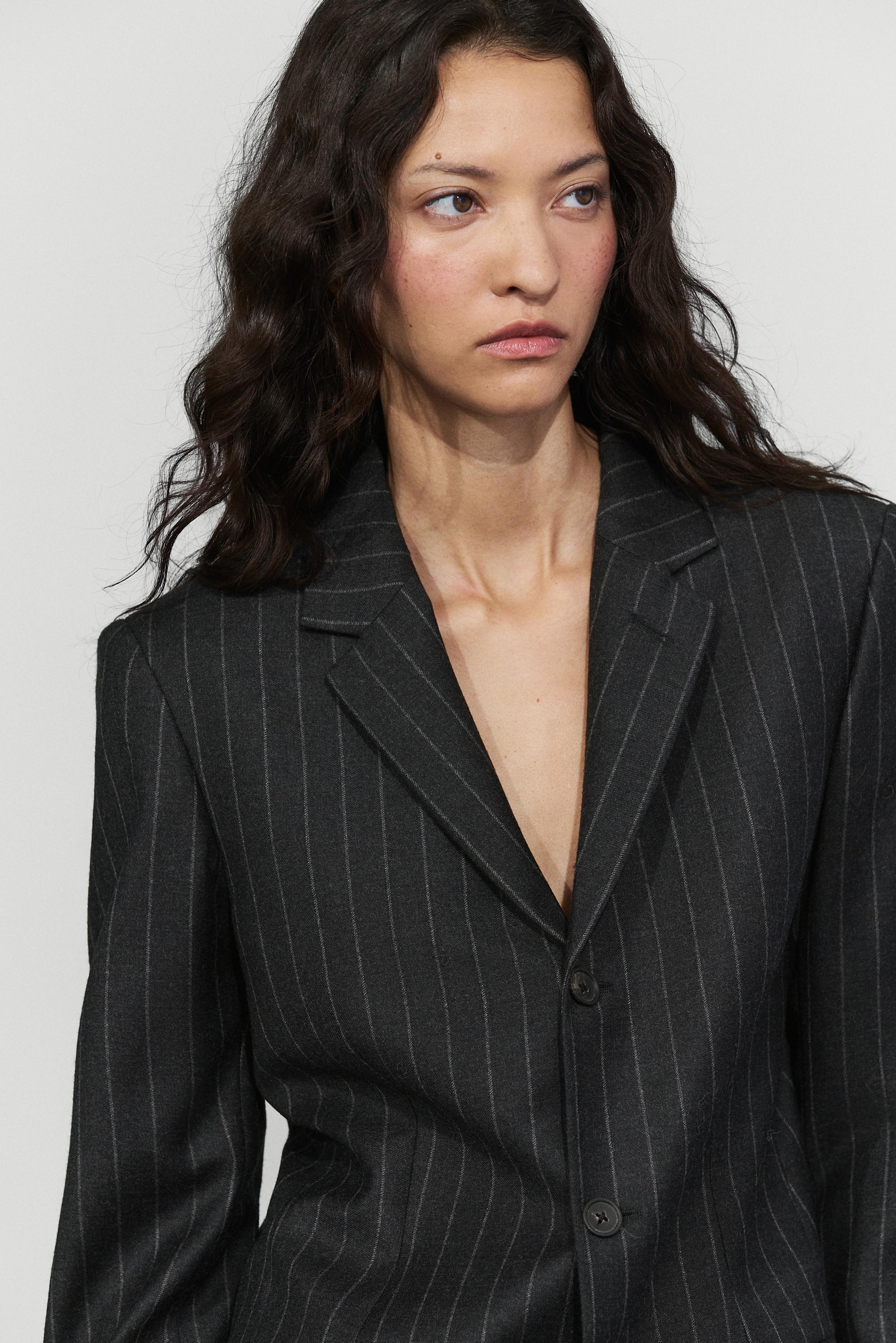 Veste droite à rayures tennis 100 % laine