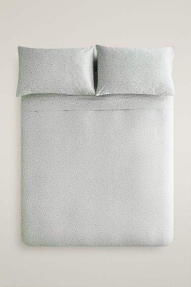 HOUSSE DE COUETTE SATIN MINI FLEURS - Bleu / Vert de Zara - Image 0