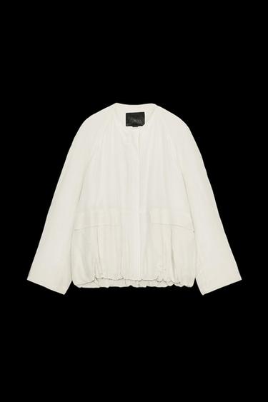 Zara ZW COLLECTION POCKET PUFFER JACKET - Beige / Green