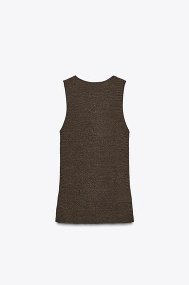TOP LONG EN MAILLE STRUCTURÉE - Chocolat de Zara - Image 4
