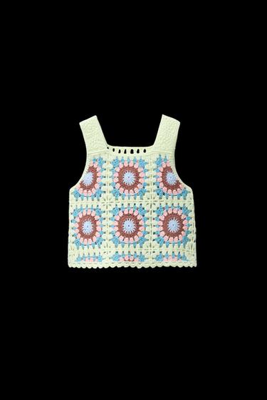 CROCHET KNIT TOP - Fluorescent lime by Zara - Image 0