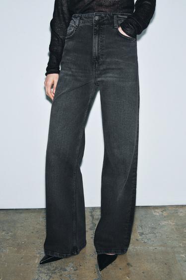 ZW COLLECTION WIDE-LEG HIGH-WAIST JEANS - Grey by Zara