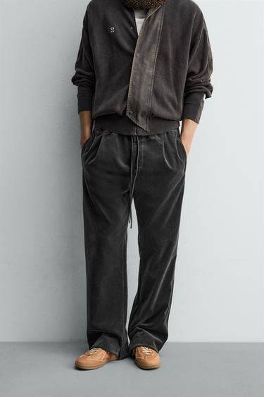 VELVET TROUSERS WITH TAPING X SR_A - Anthracite grey by Zara